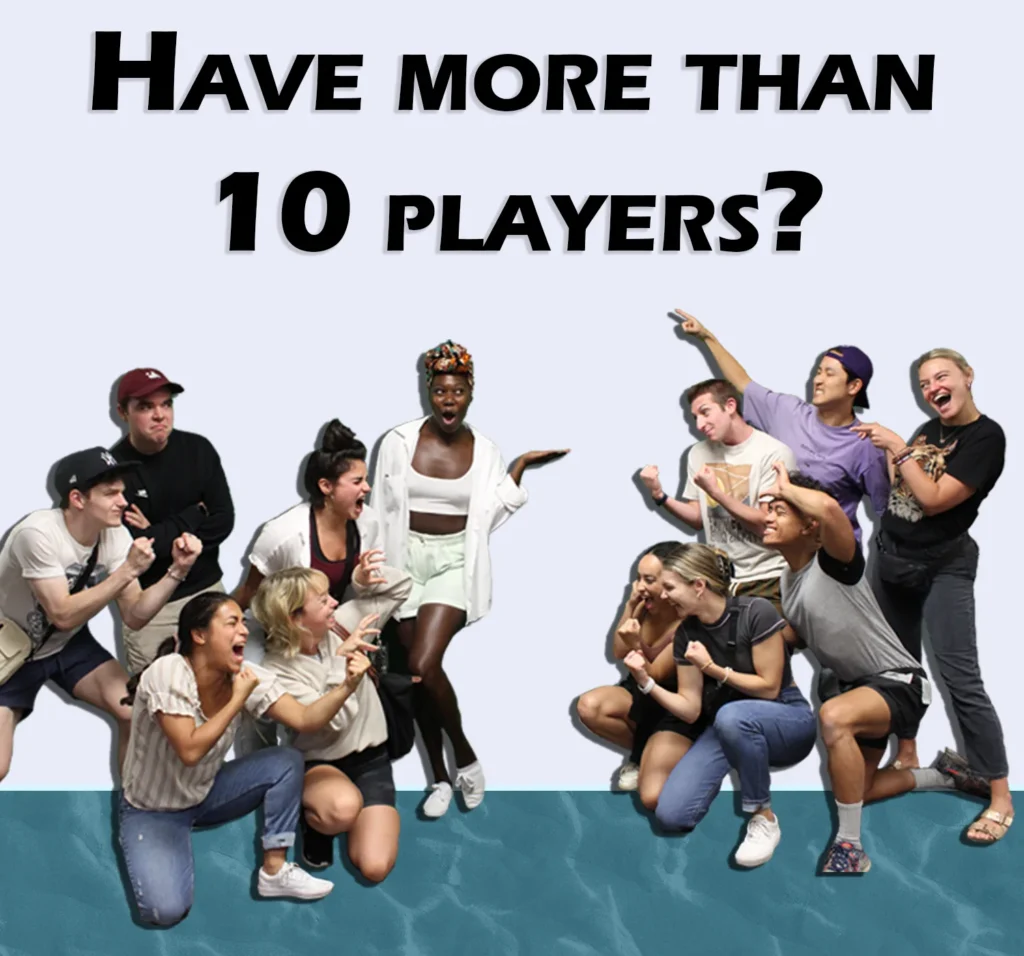 Two teams posing like they are going to fight each other.